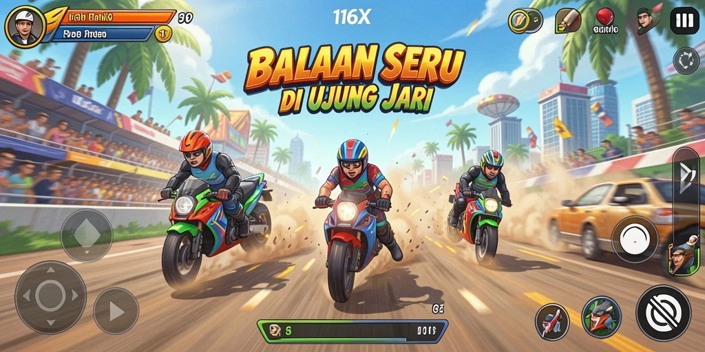 Gameplay balapan seru dengan grafik menakjubkan di 116X.