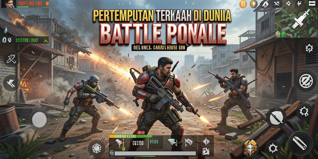 Gameplay mendebarkan di arena pertempuran Battle Royale.