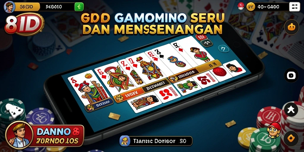 Tampilan gameplay seru di Domino 8ID dengan teman-teman.
