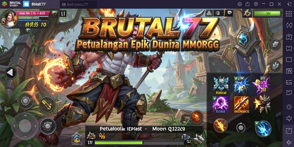 Tangkapan layar utama gameplay BRUTAL77 dengan aksi pertempuran yang mendebarkan.