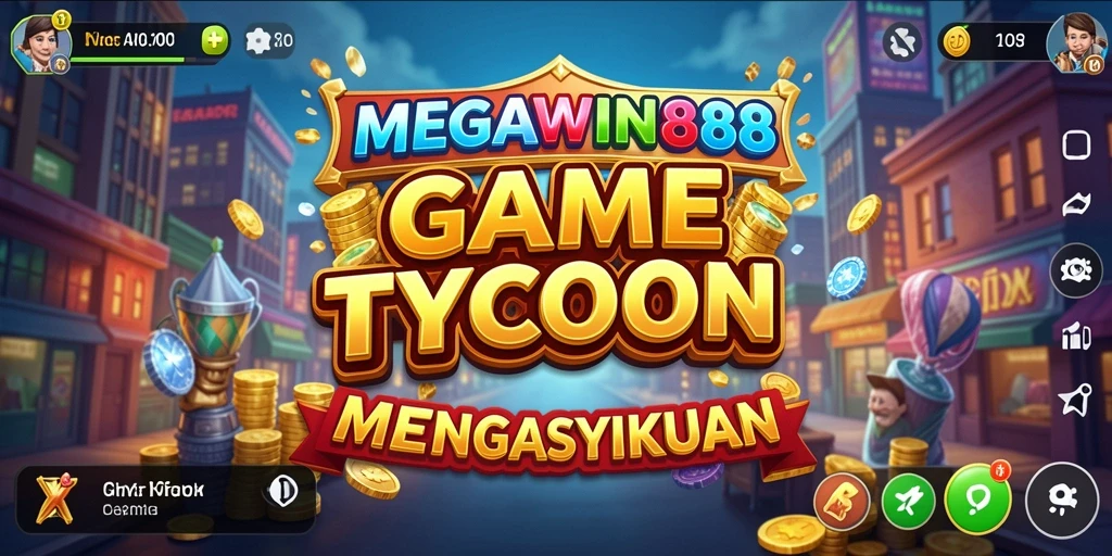 Tampilan gameplay MEGAWIN888 yang mengasyikkan dengan elemen Tycoon.