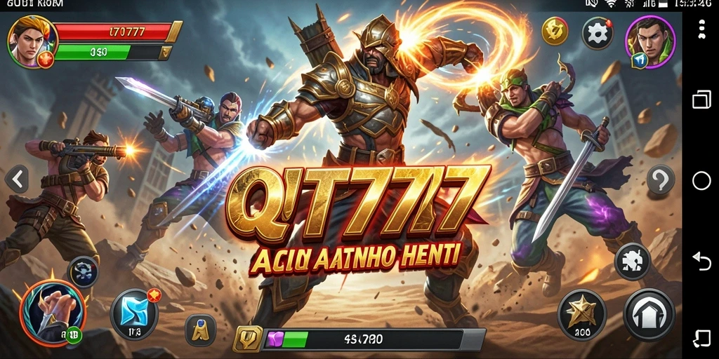Screenshot QT777 menampilkan aksi pertempuran yang mendebarkan.