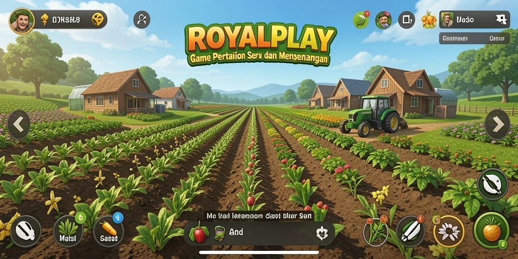 Tampilan gameplay menarik dari ROYALPLAY, menampilkan bertani yang seru.