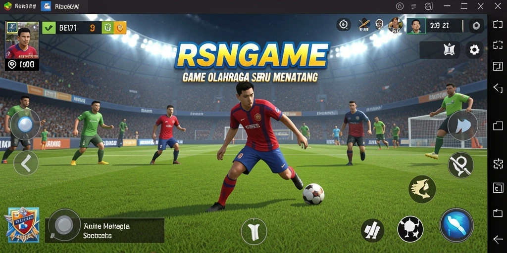 Screenshot utama RSNGAME menampilkan pemain beraksi dalam pertandingan olahraga.