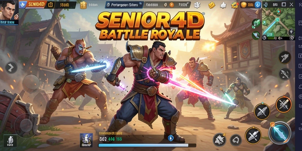 Tangkapan layar pertarungan seru di SENIOR4D dalam permainan Battle Royale.