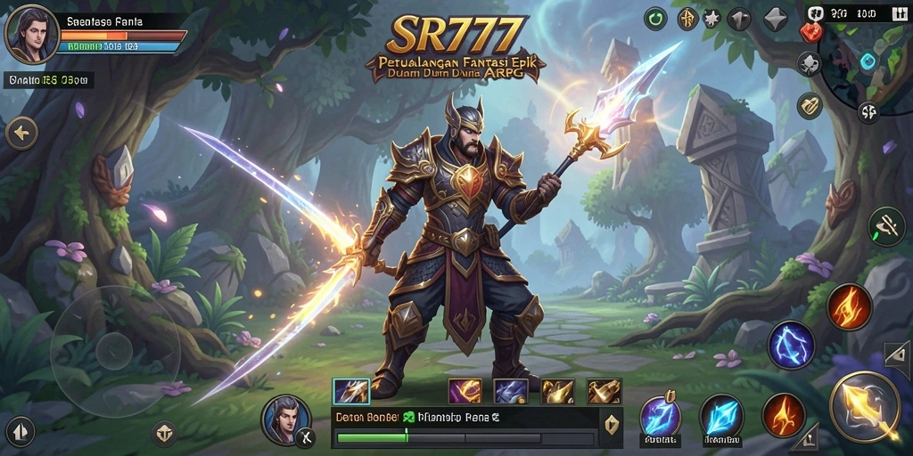Tangkapan layar gameplay SR777 yang menampilkan aksi seru dalam pertempuran ARPG.