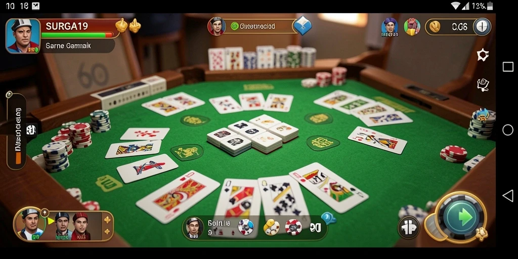 Tampilan gameplay SURGA19 yang dinamis dan menarik di papan Gaple.